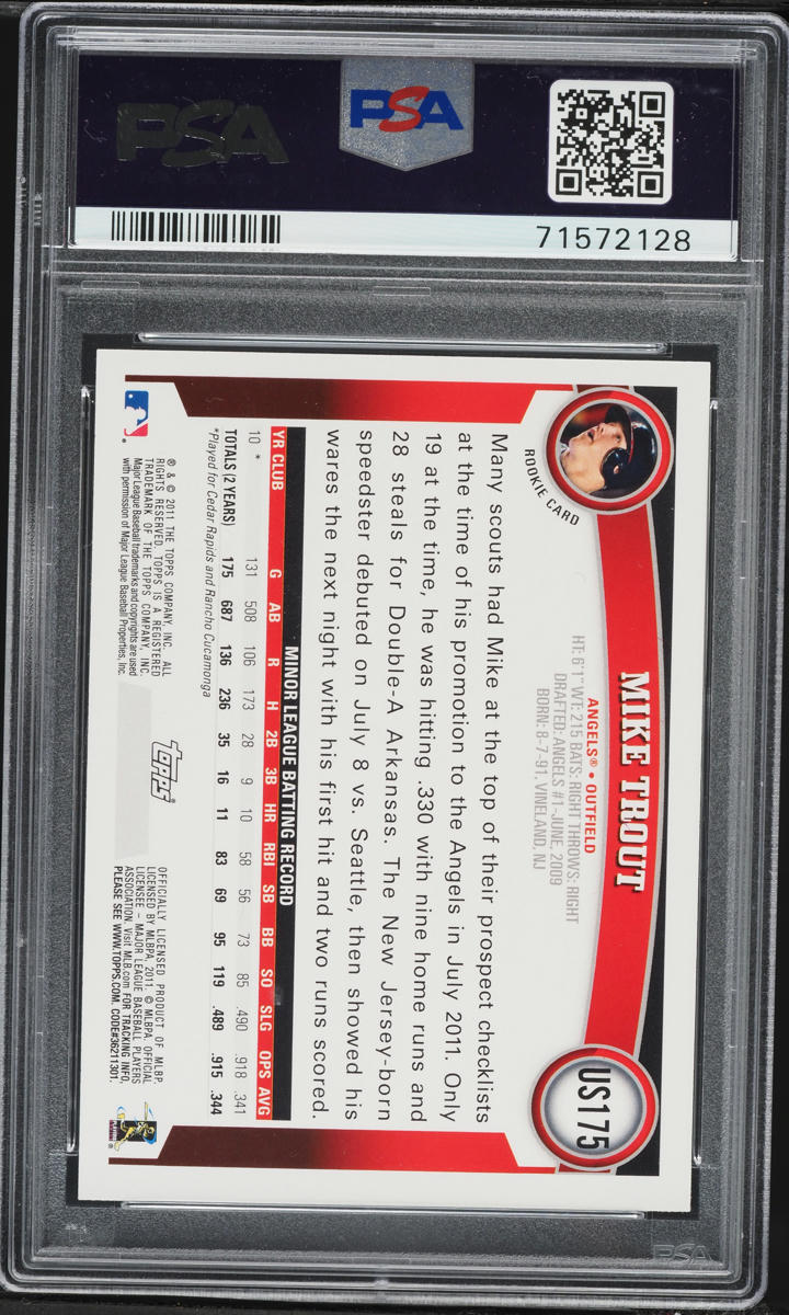 2011 Topps Update Cognac Diamond Anniversary Mike Trout ROOKIE #US175 PSA 9 MINT