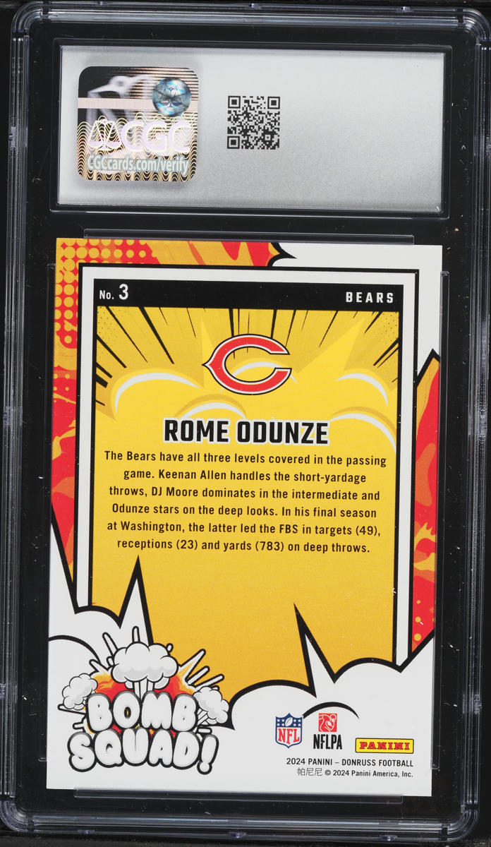 2024 Donruss Bomb Squad! Rome Odunze ROOKIE #3 CGC 10 GEM MINT
