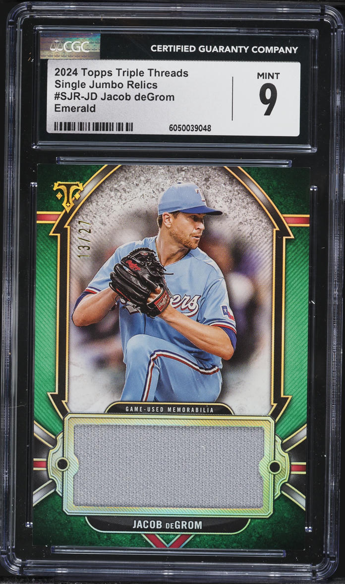 2024 Topps Triple Threads Single Jumbo Emerald Jacob deGrom PATCH /27 #SJR-JD CGC 9 MINT