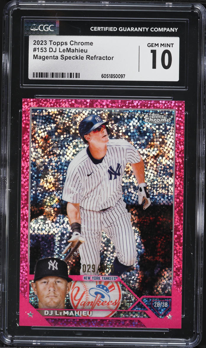 2023 Topps Chrome Magenta Speckle Refractor DJ LeMahieu /350 #153 CGC 10 GEM MINT
