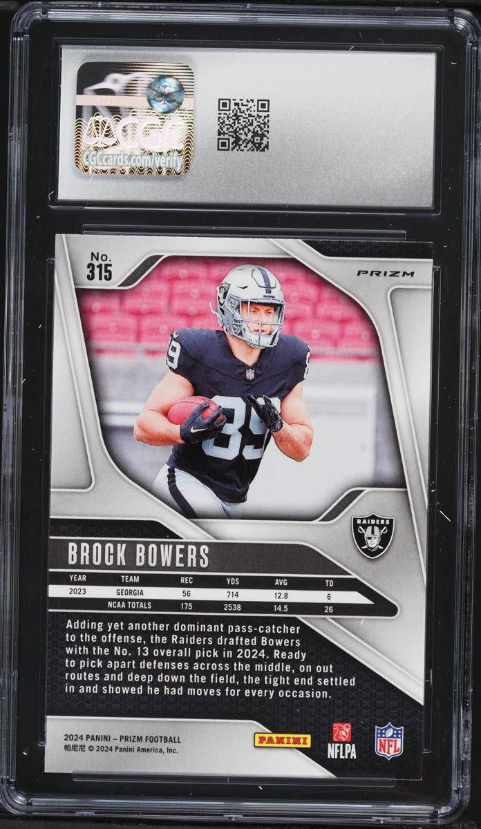 2024 Panini Prizm Disco Brock Bowers ROOKIE #315 CGC 10 GEM MINT