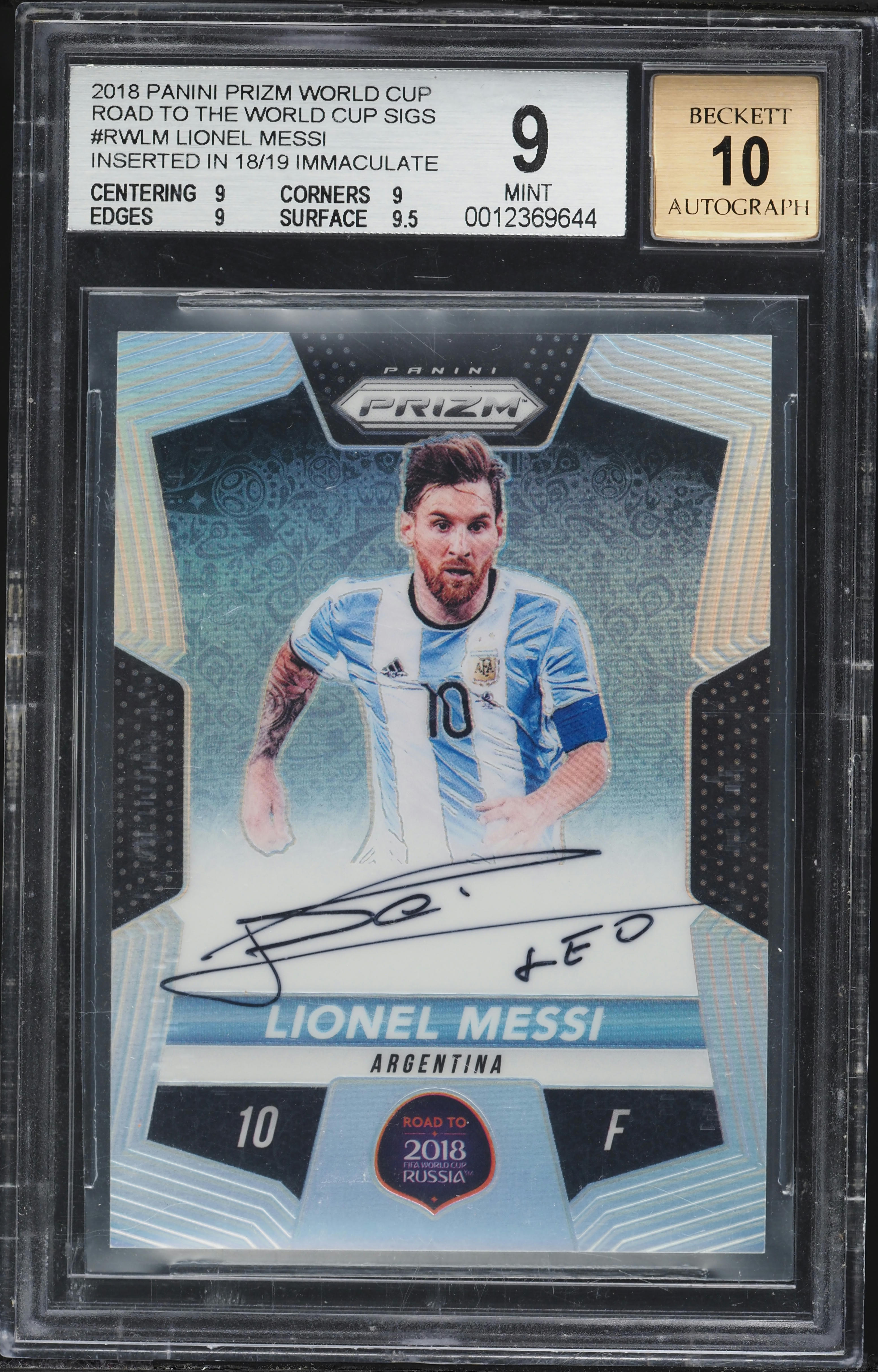 2018 Panini Prizm World Cup Road To Cup Lionel Messi AUTO /99 #RW