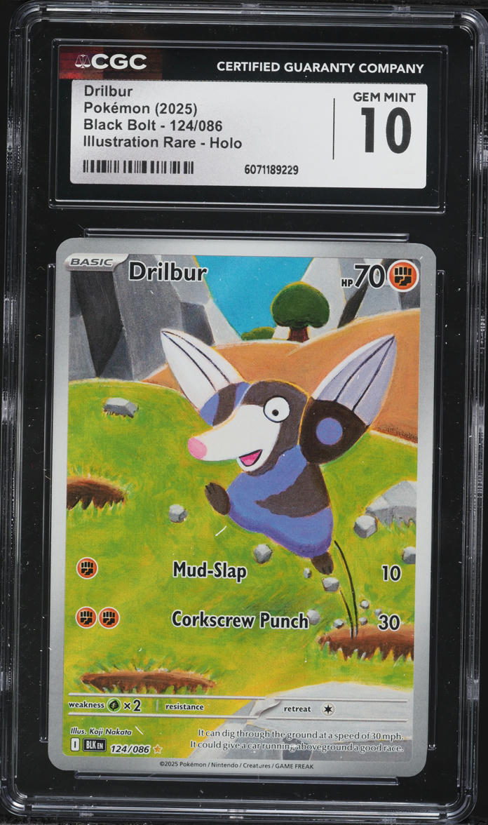 2025 Pokemon Scarlet & Violet Black Bolt IR Drilbur #124 CGC 10 GEM MINT