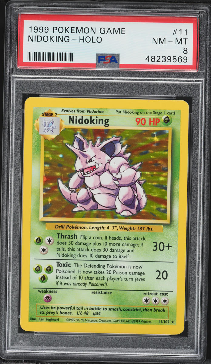 1999 Pokemon Base Set Holo Nidoking #11 PSA 8 NM-MT