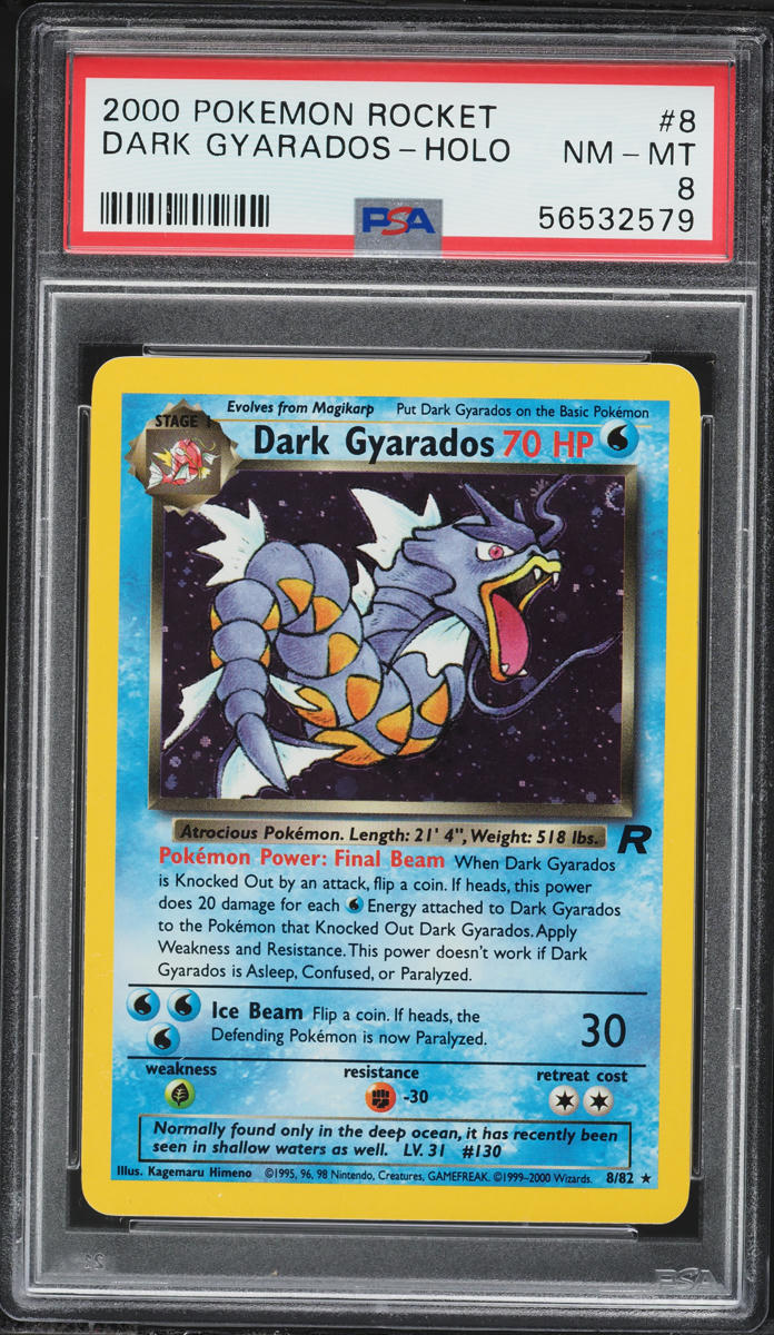 2000 Pokemon Team Rocket Holo Dark Gyarados #8 PSA 8 NM-MT