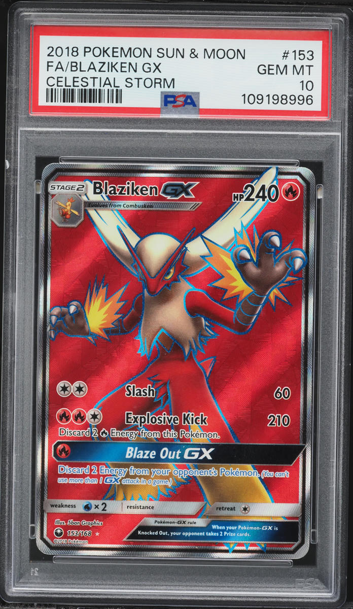 2018 Pokemon Sun & Moon Celestial Storm Full Art Blaziken GX #153 PSA 10 GEM MINT