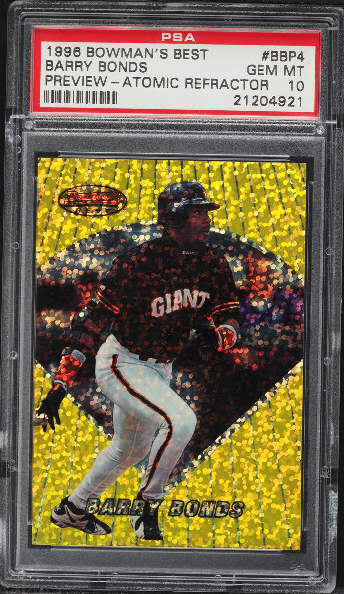 1996 Bowman's Best Preview Atomic Refractor Barry Bonds #BBP4 PSA 10 GEM MINT