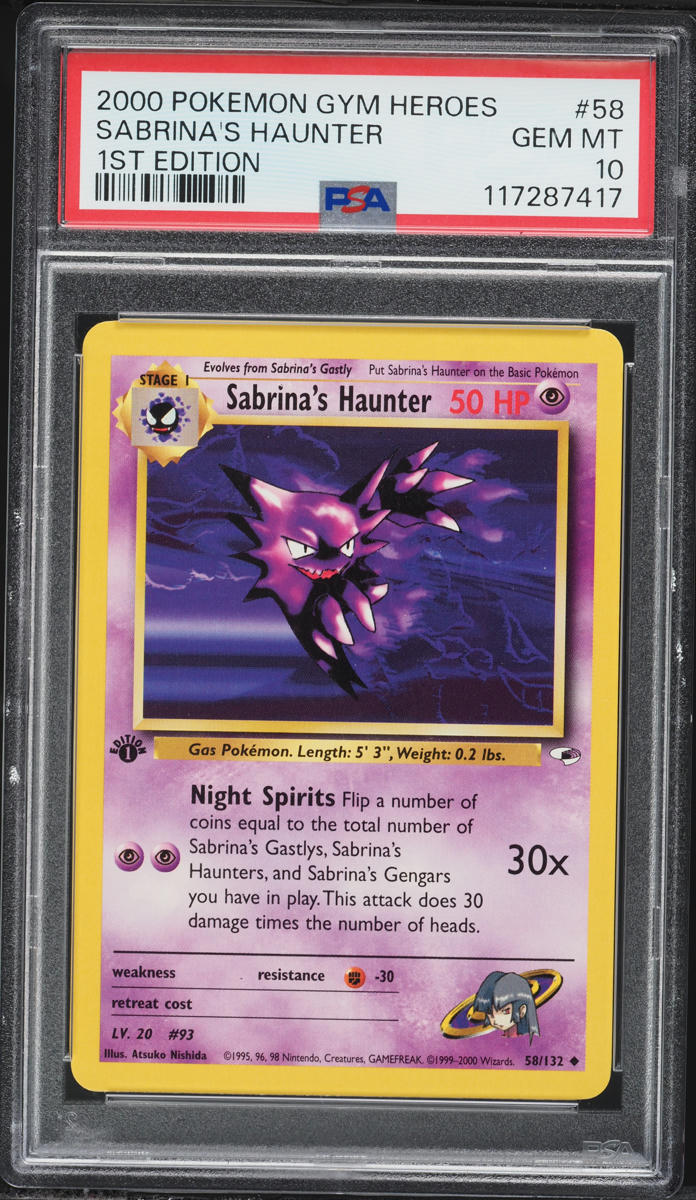 2000 Pokemon Gym Heroes 1st Edition Sabrina's Haunter #58 PSA 10 GEM MINT