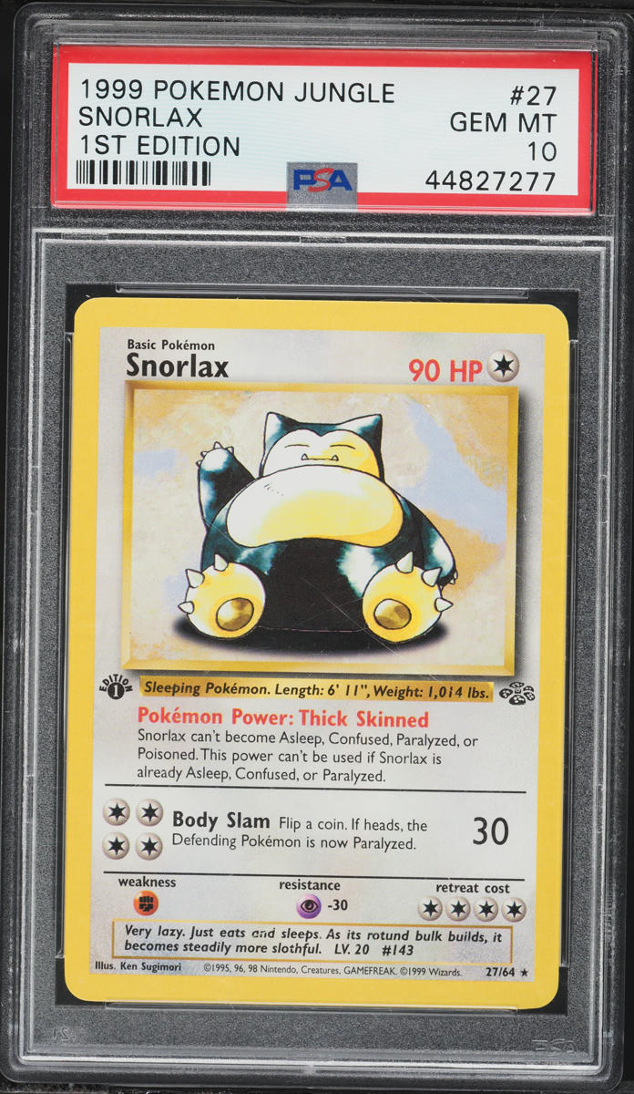 1999 Pokemon Jungle 1st Edition Snorlax #27 PSA 10 GEM MINT on