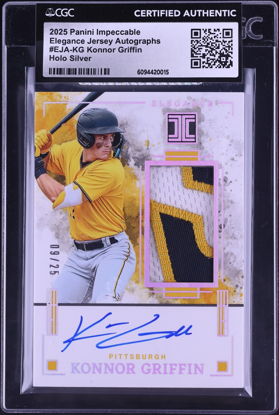 2025 Panini Impeccable Elegance Holo Silver Konnor Griffin PATCH AUTO /25 #EJA-KG CGC AUTH