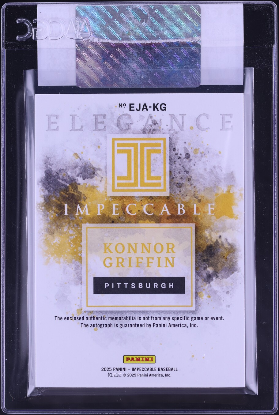 2025 Panini Impeccable Elegance Holo Silver Konnor Griffin PATCH AUTO /25 #EJA-KG CGC AUTH
