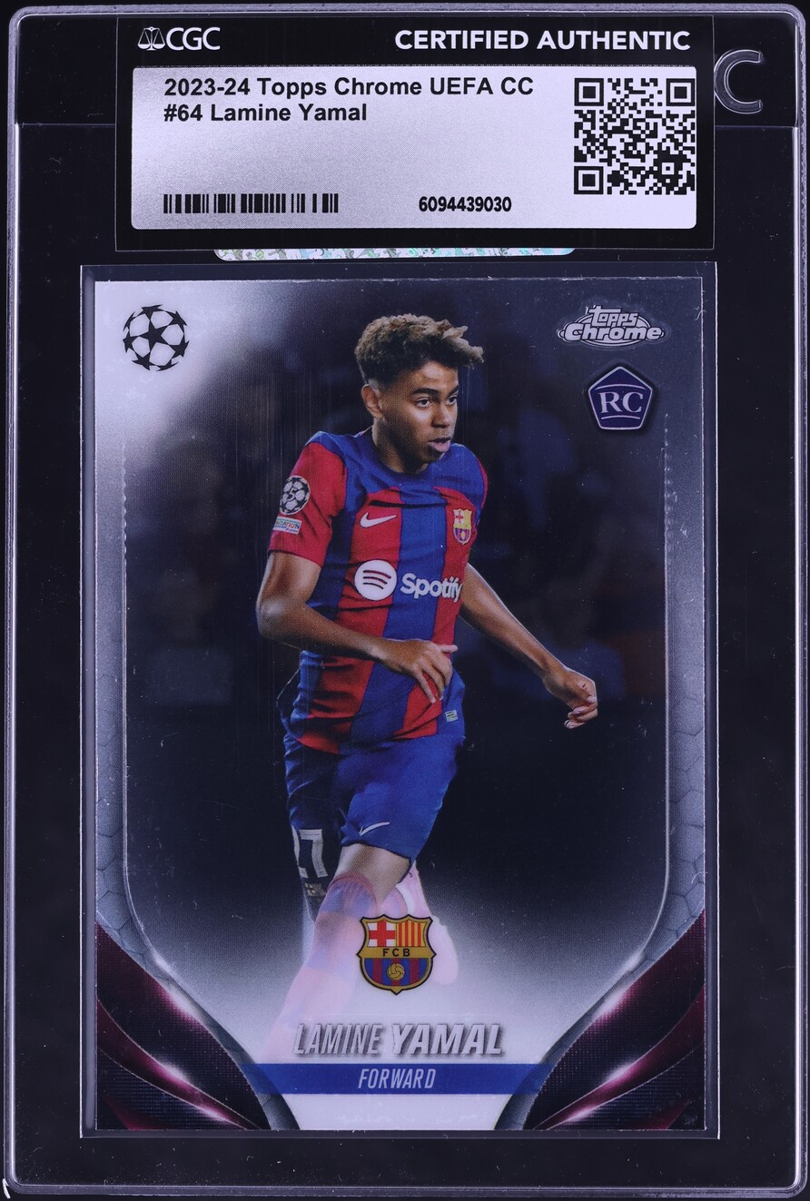 2023 Topps Chrome UEFA Club Competitions Lamine Yamal ROOKIE #64 CGC AUTH