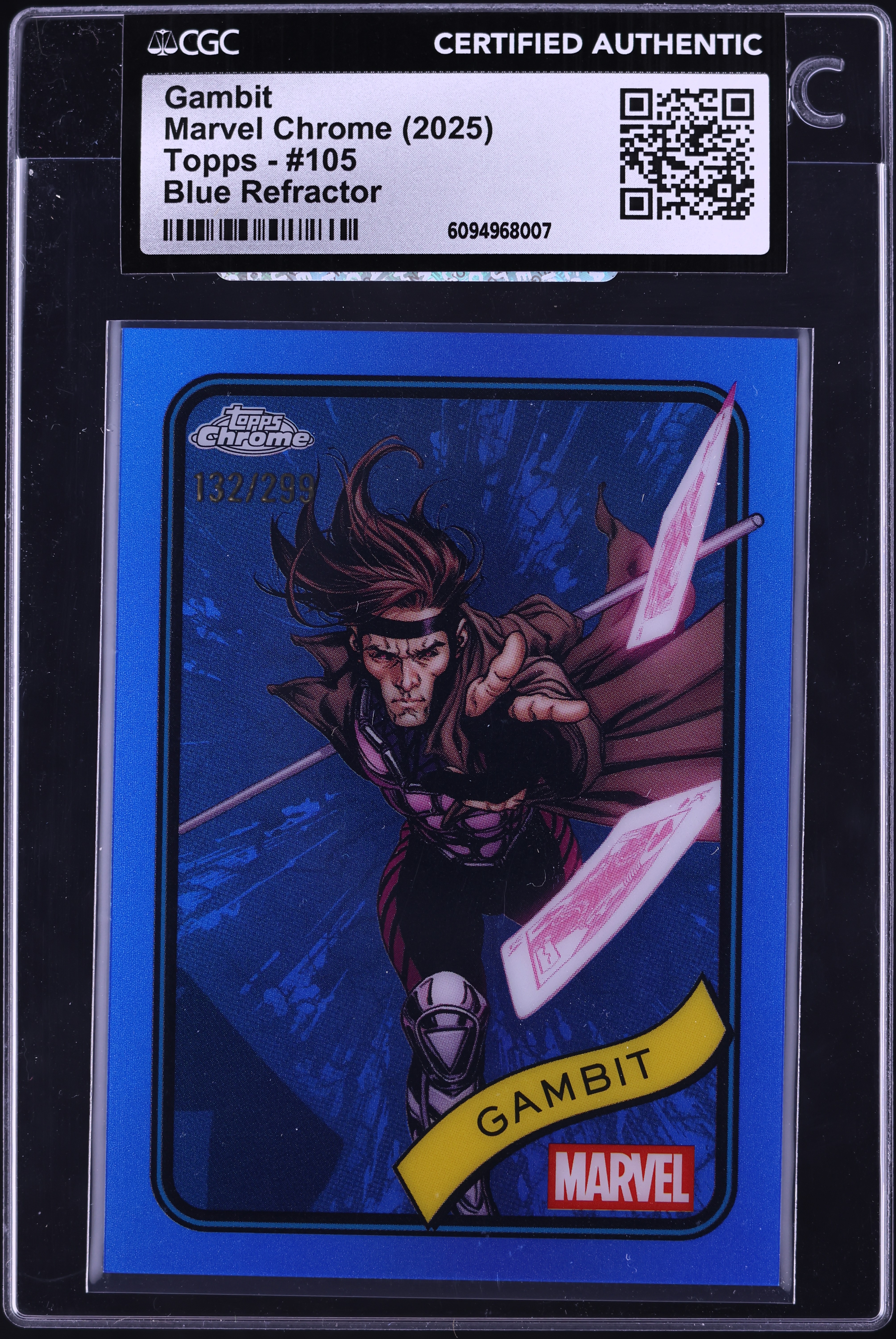 2025 Topps Chrome Marvel Blue Refractor Gambit /299 #105 CGC AUTH