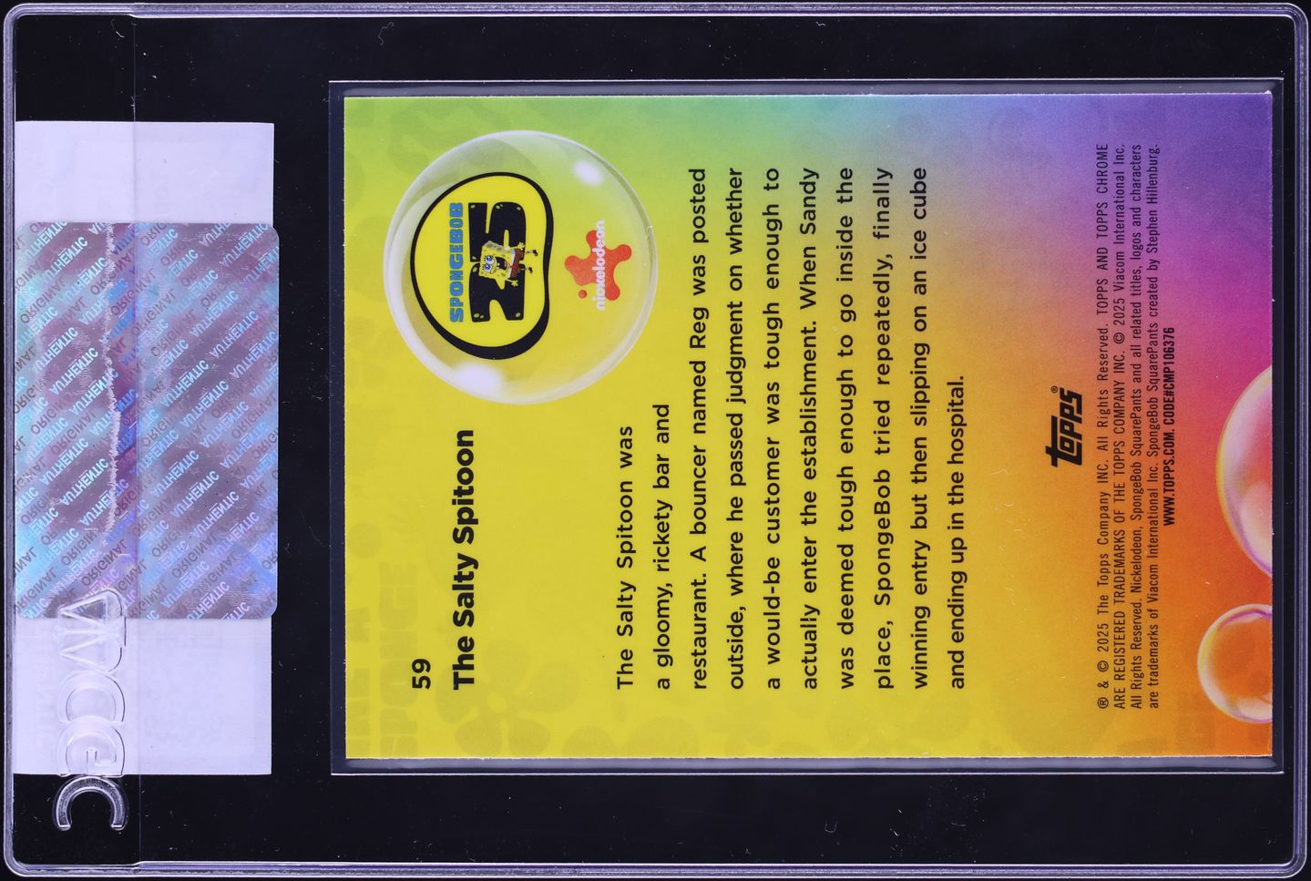 2025 Topps Chrome SpongeBob The Salty Spitoon #59 CGC AUTH