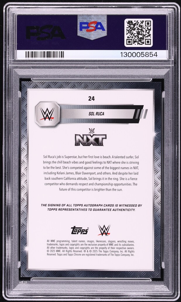 2025 Topps Chrome WWE Orange Refractor Sol Ruca AUTO /25 #24 PSA