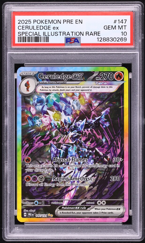 ceruledge pokemon cards 2025 Scarlet & Violet Prismatic Evolutions SIR ex #147 PSA 10 GEM MINT on Fanatics Collect this attack does 100 more damage.) Ceruledge ex Pokemon Cards Price