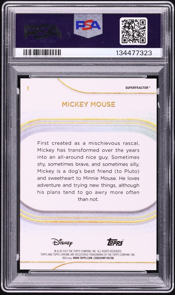 2025 Topps Chrome Disney Superfractor Mickey Mouse 1/1 #1 PSA 9 MINT