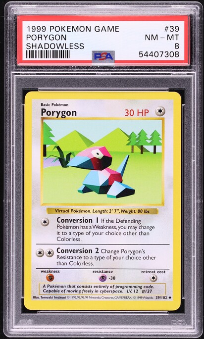 1999 Pokemon Base Set Shadowless Porygon #39 PSA 10 GEM MINT on Fanatics Collect 1999 Pokemon Base Set Shadowless Porygon #39 PSA 10 GEM MINT on Fanatics Collect