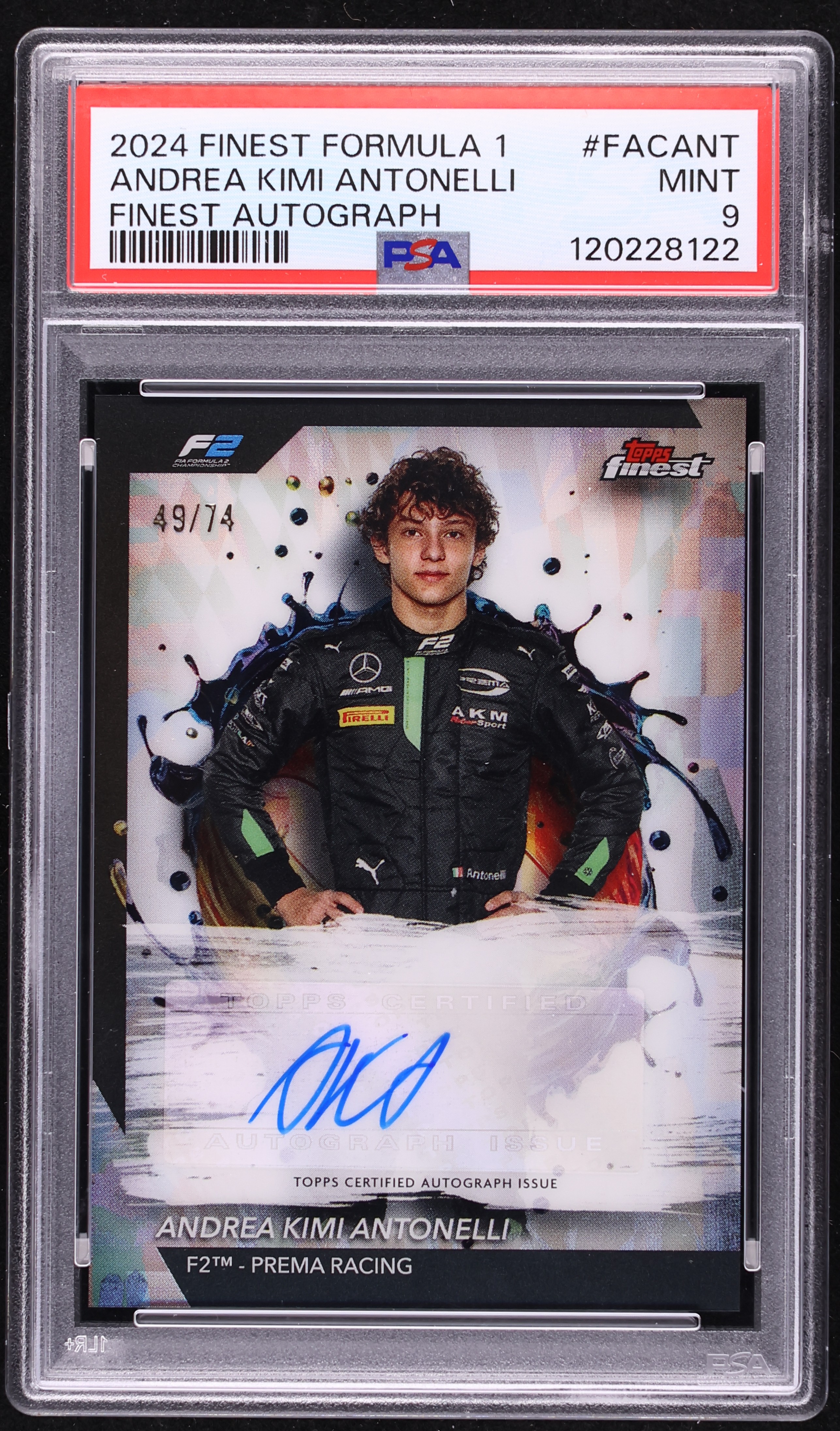 2024 Finest Formula 1 Andrea Kimi Antonelli AUTO /74 #FACANT PSA 9