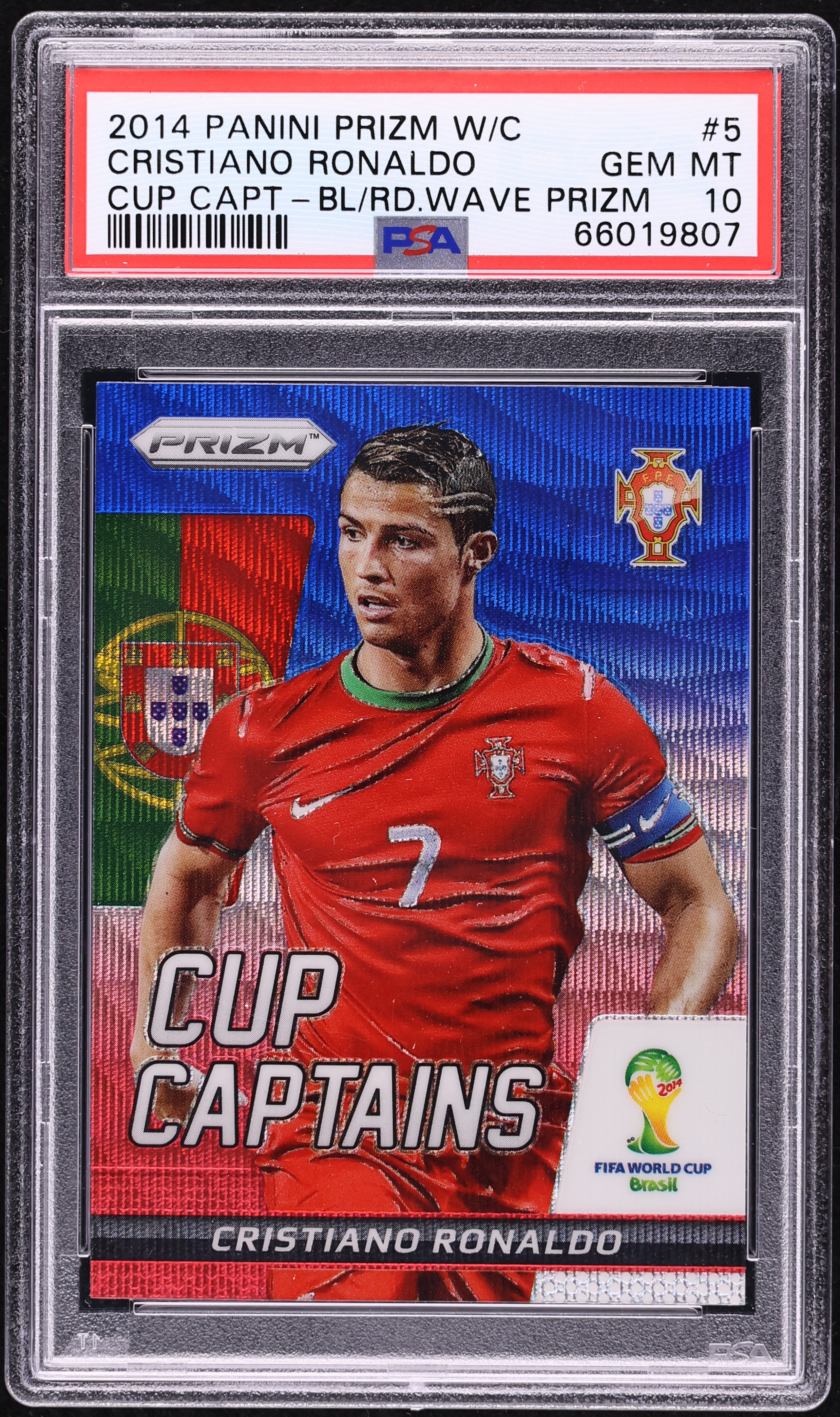 クリスティアーノ ロナウド Panini Prizm PSA 10 2014 Panini Prizm World Cup Captain Blue Red Wave Cristiano