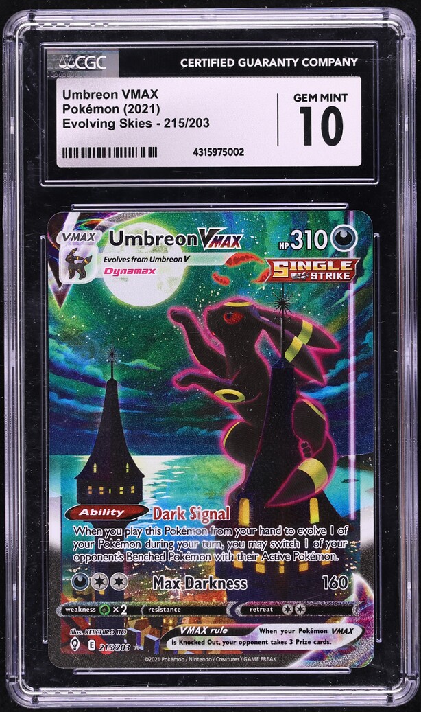2021 Pokemon Sword & Shield Evolving Skies Alt Art Umbreon VMAX #215 CGC 10 GEM MINT