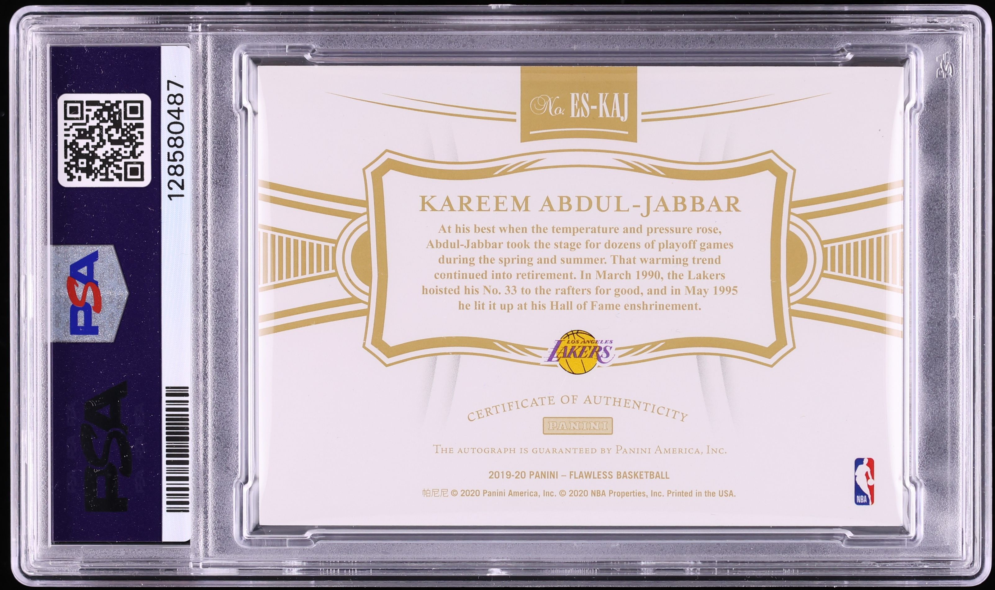 2019 Panini Flawless Enshrined Signatures Kareem Abdul-Jabbar AUTO 