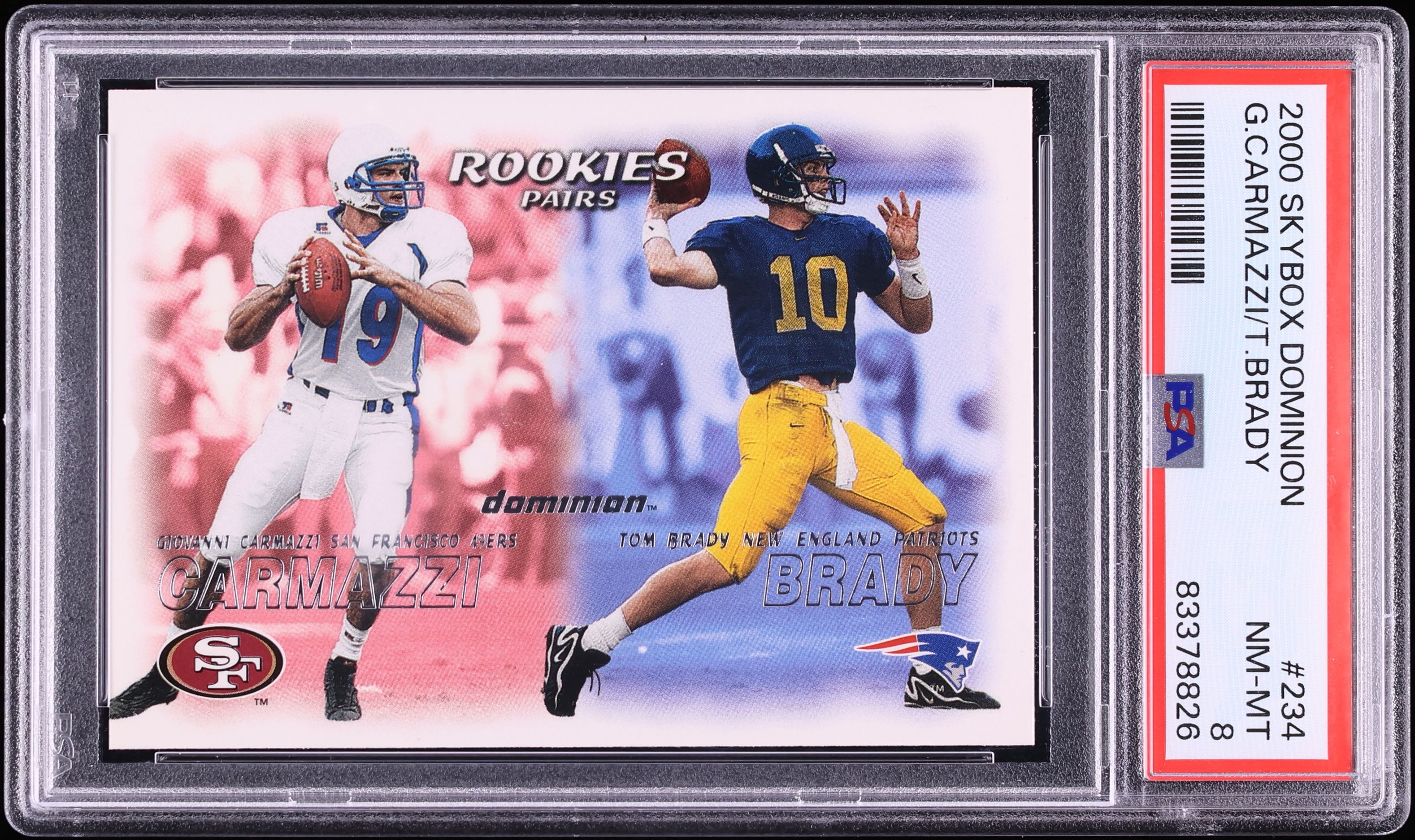 2000 Skybox Dominion Giovanni Carmazzi Tom Brady ROOKIE #234 PSA 8