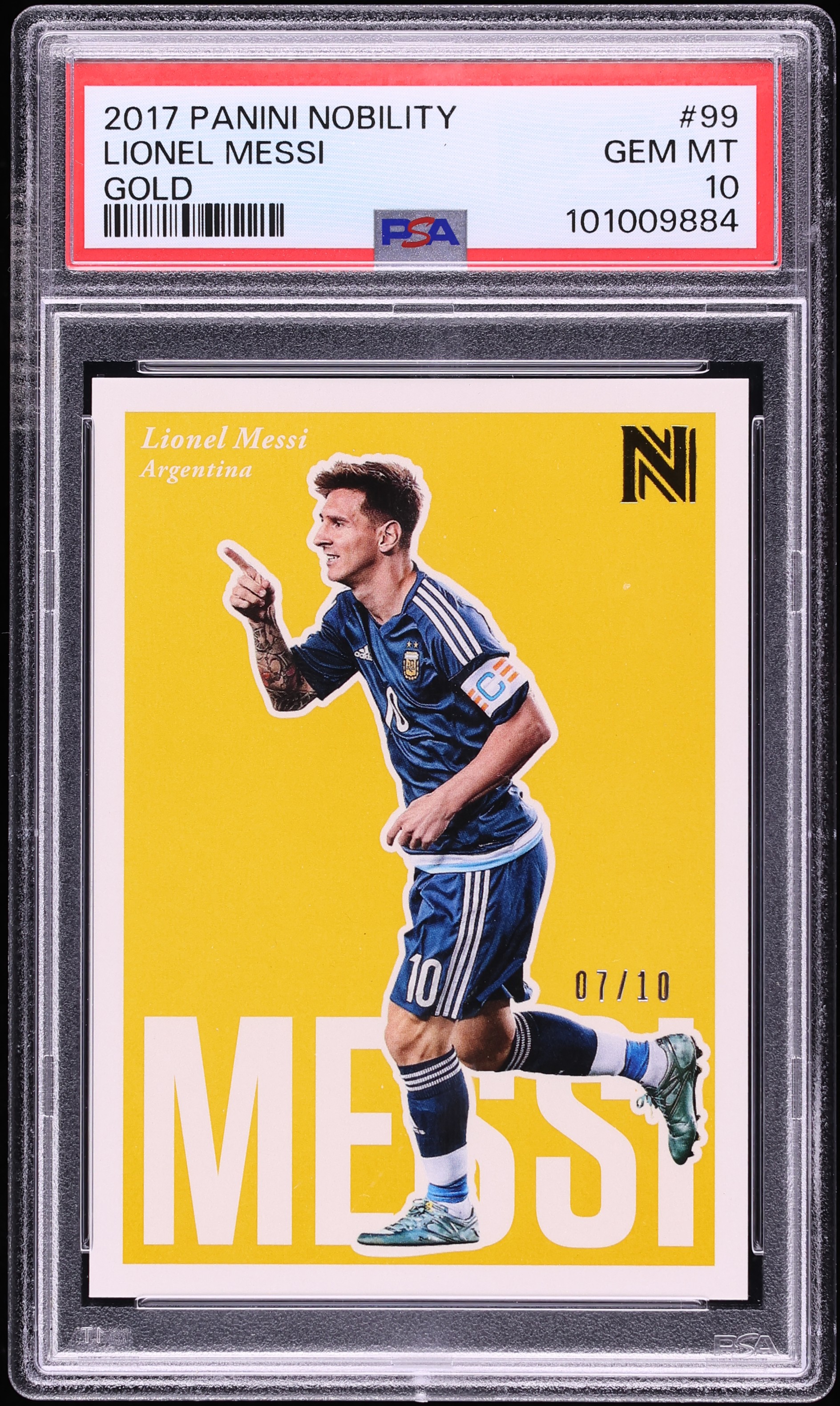 2017 Panini Nobility Gold Lionel Messi /10 #99 PSA 10 GEM MINT on