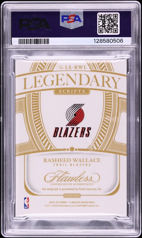 2023 Panini Flawless Legendary Scripts Rasheed Wallace AUTO /25 #LS-RWL PSA 9 MINT