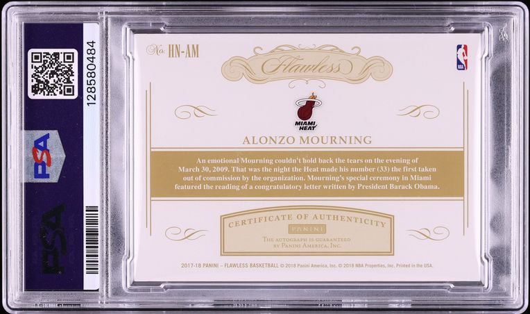 2017 Panini Flawless Honored Numbers Alonzo Mourning AUTO /25 #HN