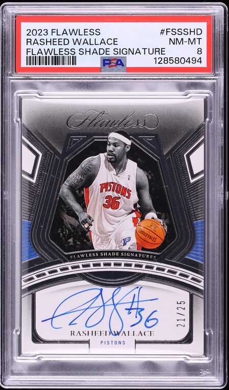 2023 Panini Flawless Shade Signatures Rasheed Wallace AUTO /25 #FSS-SHD PSA 8 NM-MT