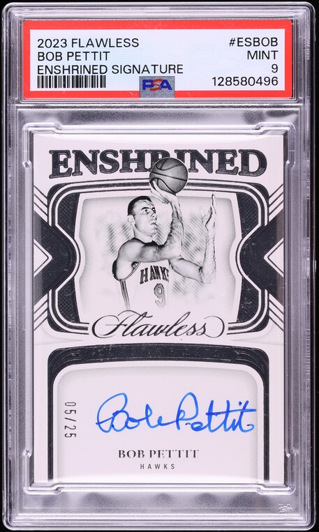 2023 Panini Flawless Enshrined Signatures Bob Pettit AUTO /25 #ES-BOB PSA 9 MINT