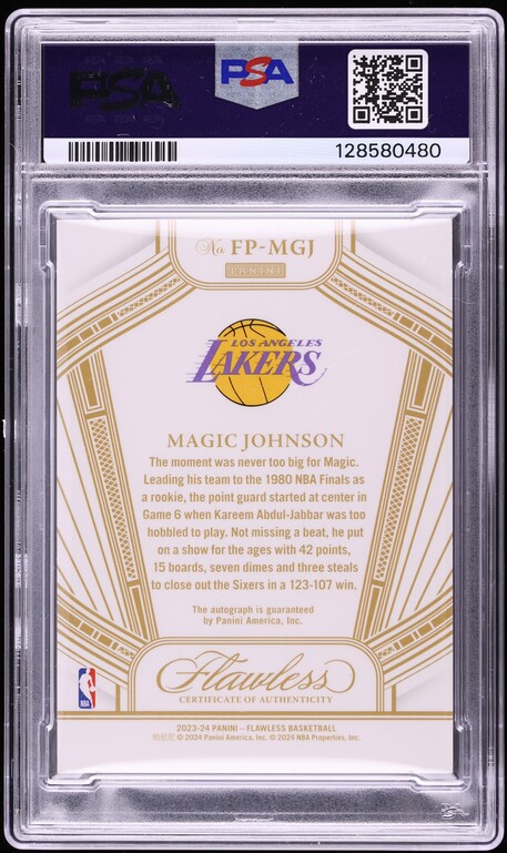 2023 Panini Flawless Performances Magic Johnson AUTO /25 #FP-MGJ PSA 8 NM-MT