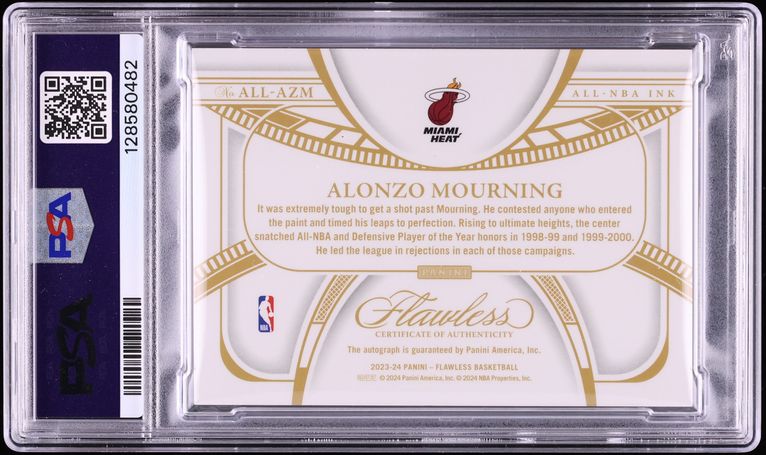2023 Panini Flawless All-NBA Ink Alonzo Mourning AUTO /25 #ALL-AZM PSA 9 MINT