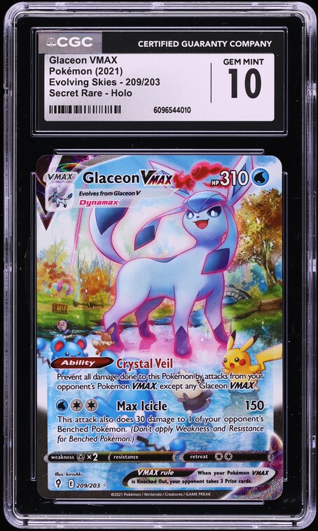 2021 Pokemon Sword & Shield Evolving Skies SEC Glaceon VMAX #209 CGC 10 GEM  MINT on Fanatics Collect