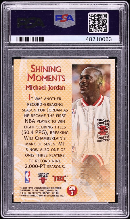 1996 Stadium Club Shining Moments Michael Jordan #SM2 PSA 9 MINT