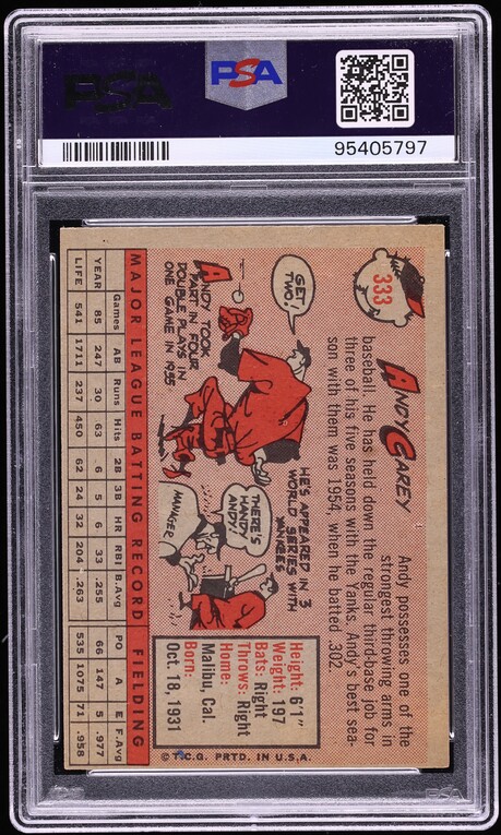 1958 Topps Andy Carey #333 PSA 6 EXMT