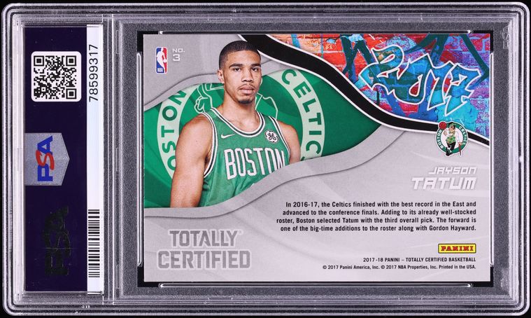 2017 Totally Certified Graffiti Jayson Tatum ROOKIE #3 PSA 10 GEM MINT