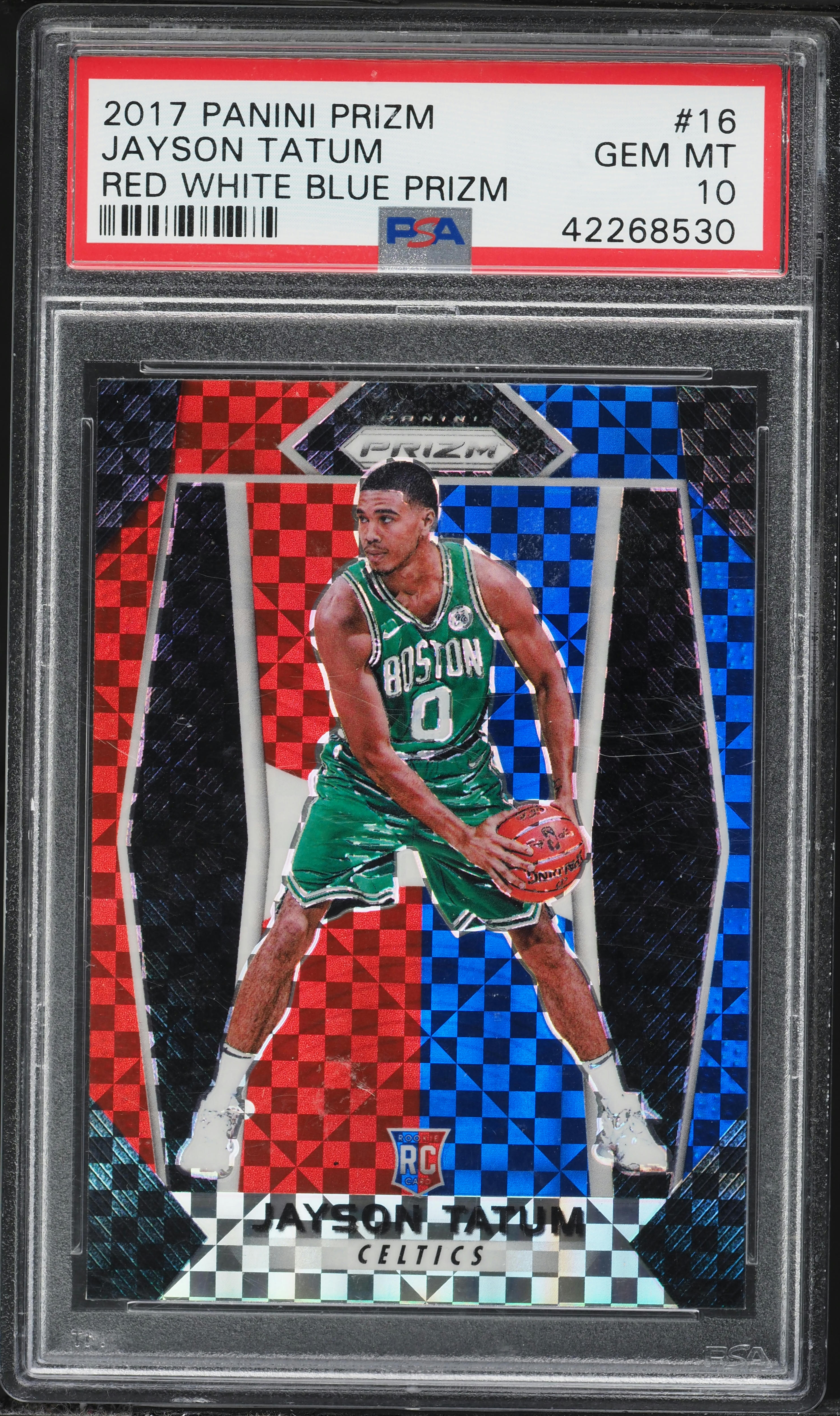 2017 Panini Prizm Red White Blue Jayson Tatum ROOKIE #16 PSA 10