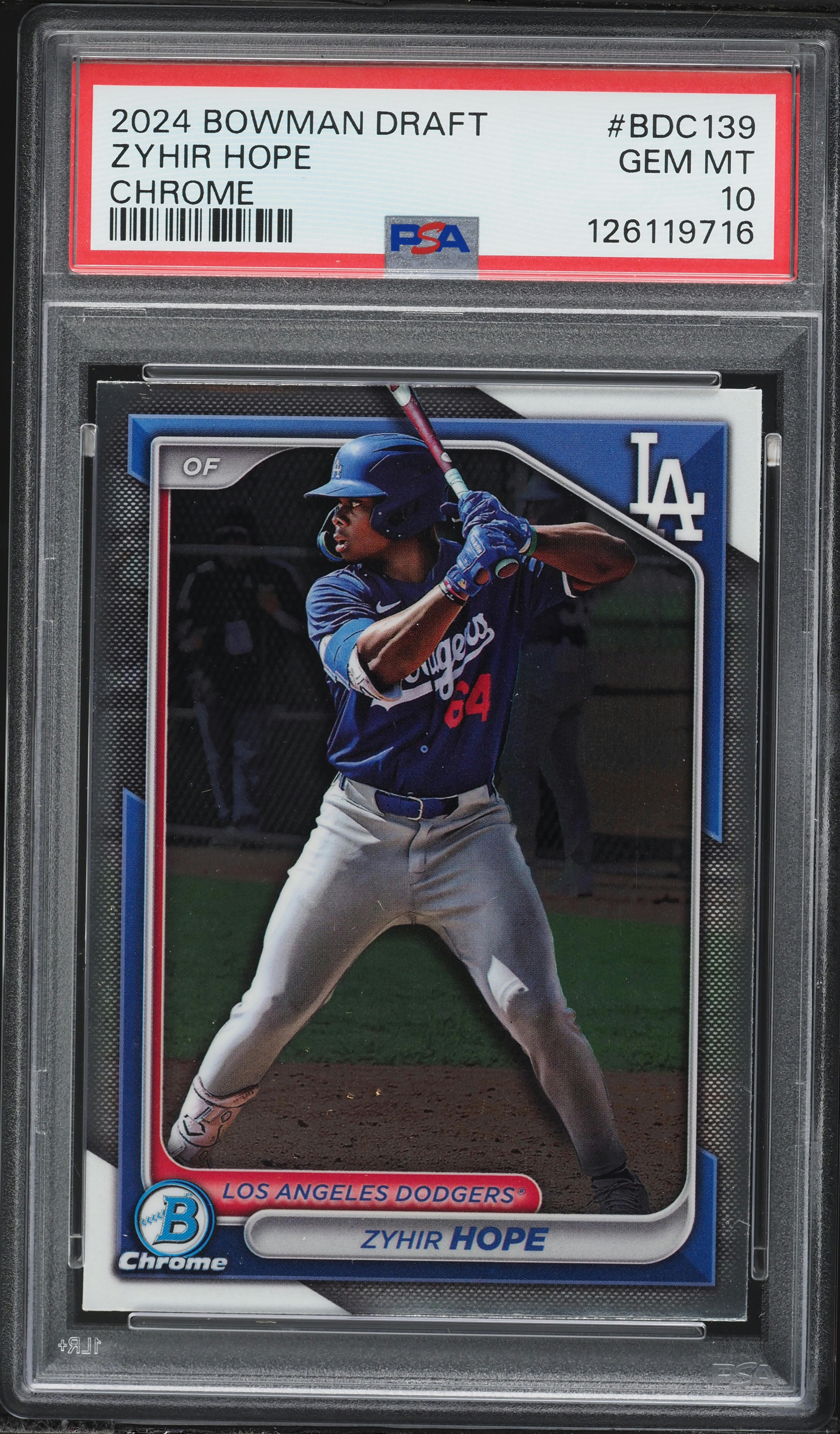 2024 Bowman Draft Chrome Zyhir Hope PROSPECT #BDC139 PSA 10 GEM