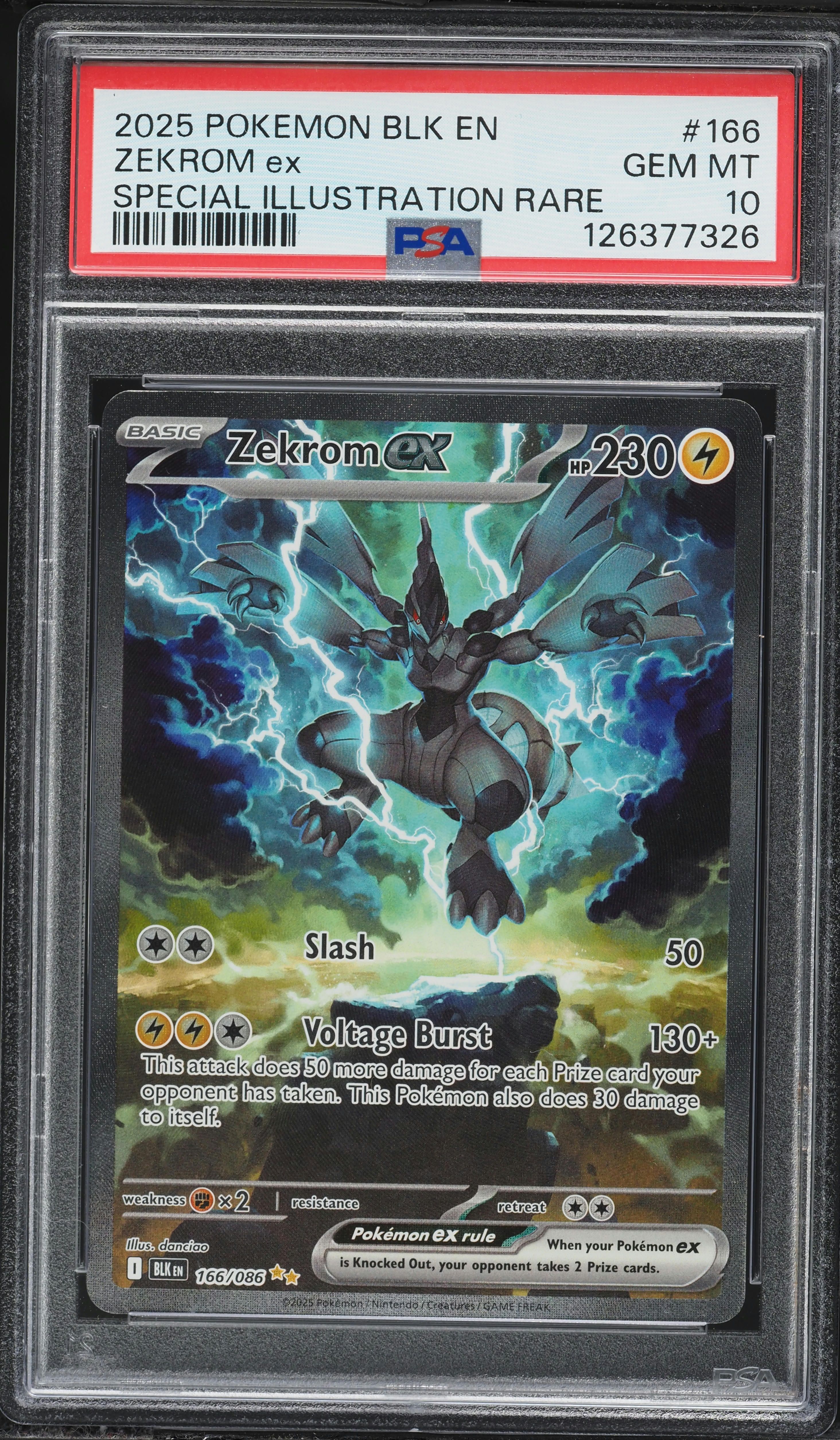 2025 Pokemon Scarlet & Violet Black Bolt SIR Zekrom ex #166 PSA 10