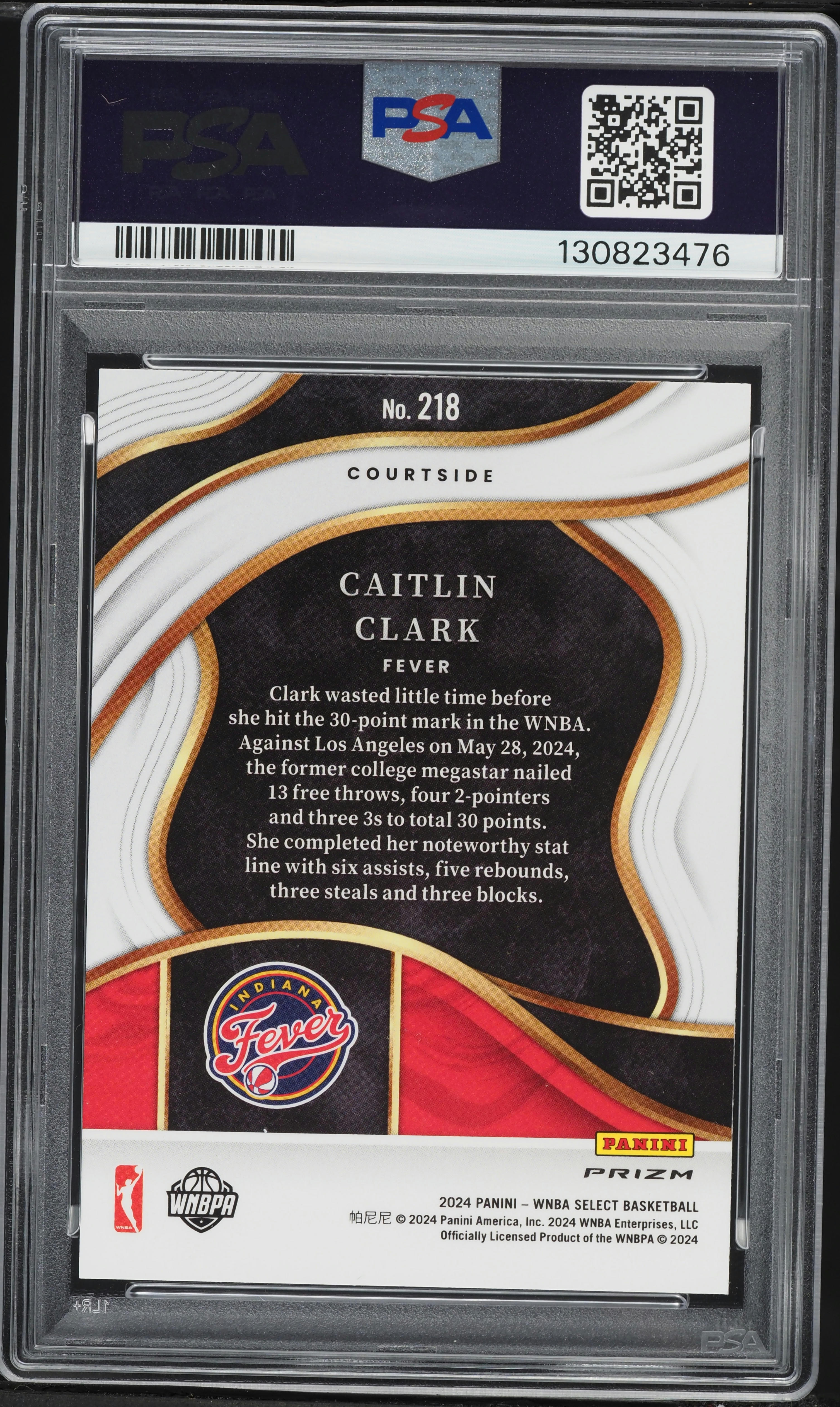 2024 Select Courtside WNBA Zebra Prizm Caitlin Clark ROOKIE #218