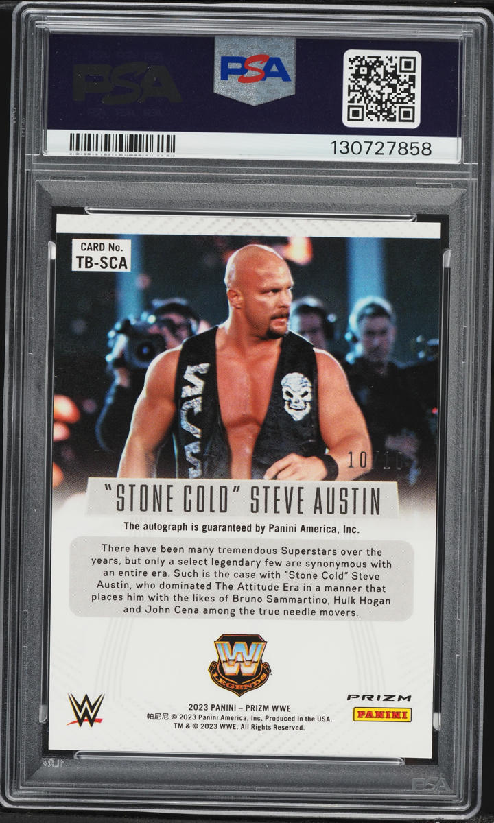 2023 Panini Prizm WWE Throwback Gold Steve Austin AUTO 10/10 #TBSCA PSA 9 MINT