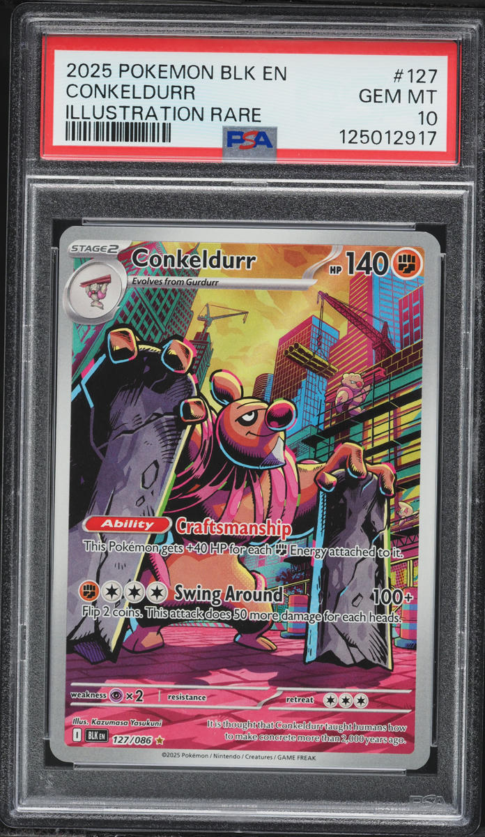 2025 Pokemon Black En-Black Bolt IR Conkeldurr #127 PSA 10 GEM MINT