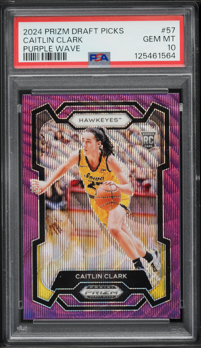 2024 Panini Prizm Draft Picks Purple Wave Caitlin Clark ROOKIE #57 PSA 10 GEM MINT
