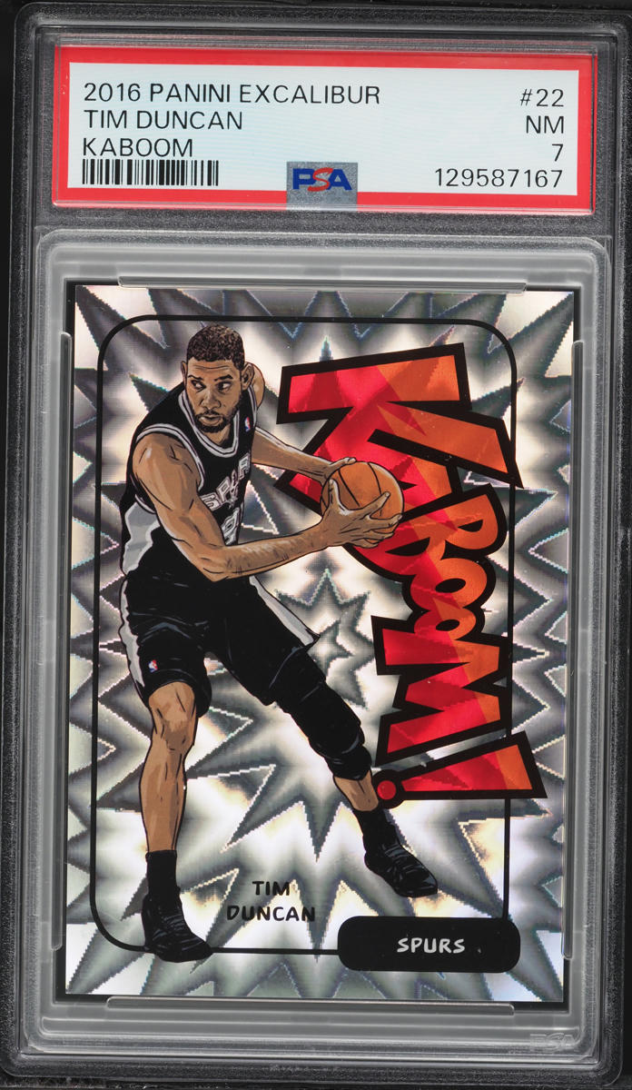 2016 Panini Excalibur Kaboom Tim Duncan #22 PSA 7 NRMT