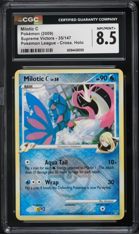 2009 Pokemon Platinum Supreme Victors League Crosshatch Holo Milotic C #35  CGC 8.5 NM-MT+ on Fanatics Collect