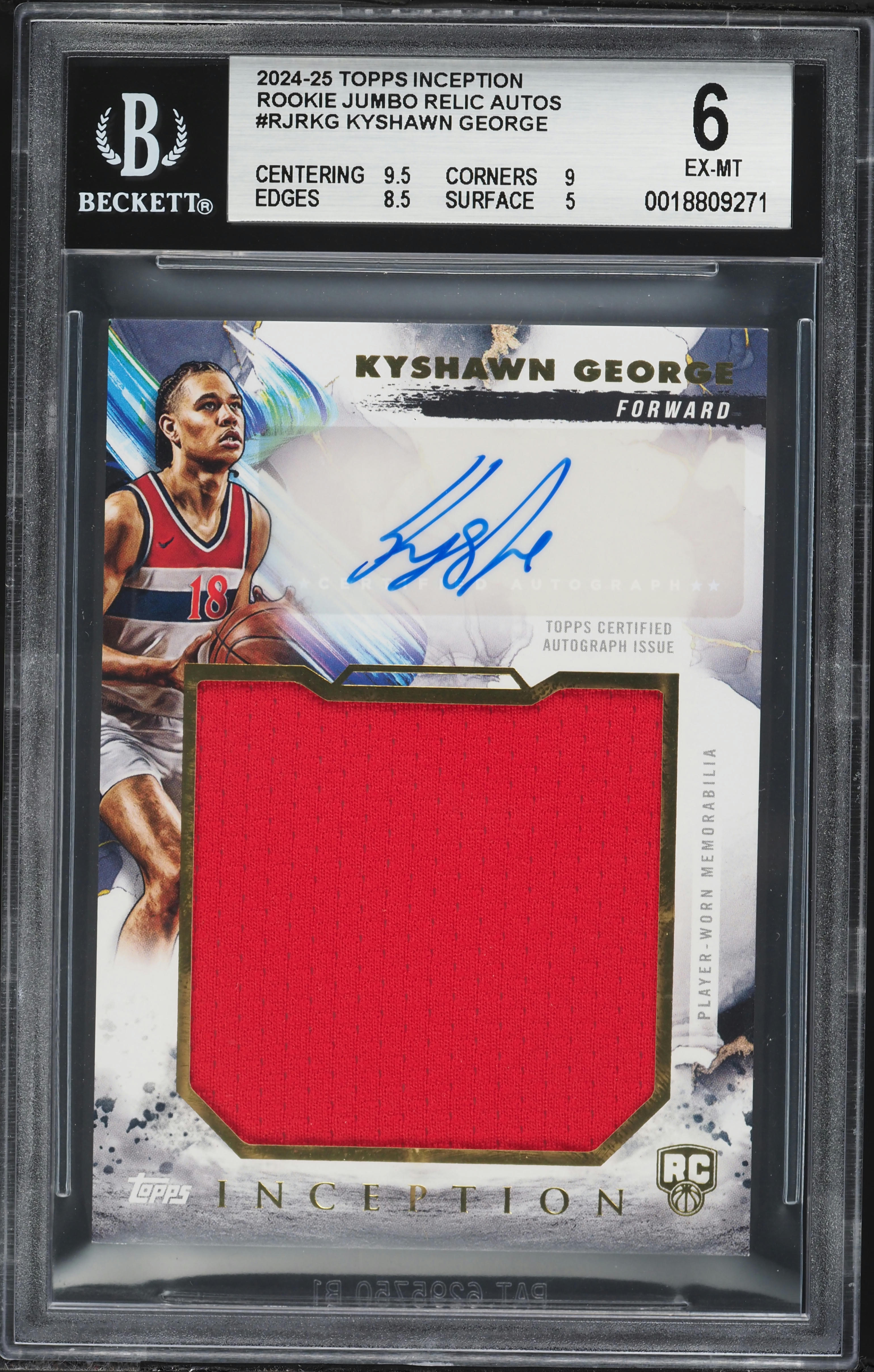 2024 Topps Inception Jumbo Relic Kyshawn George ROOKIE PATCH AUTO