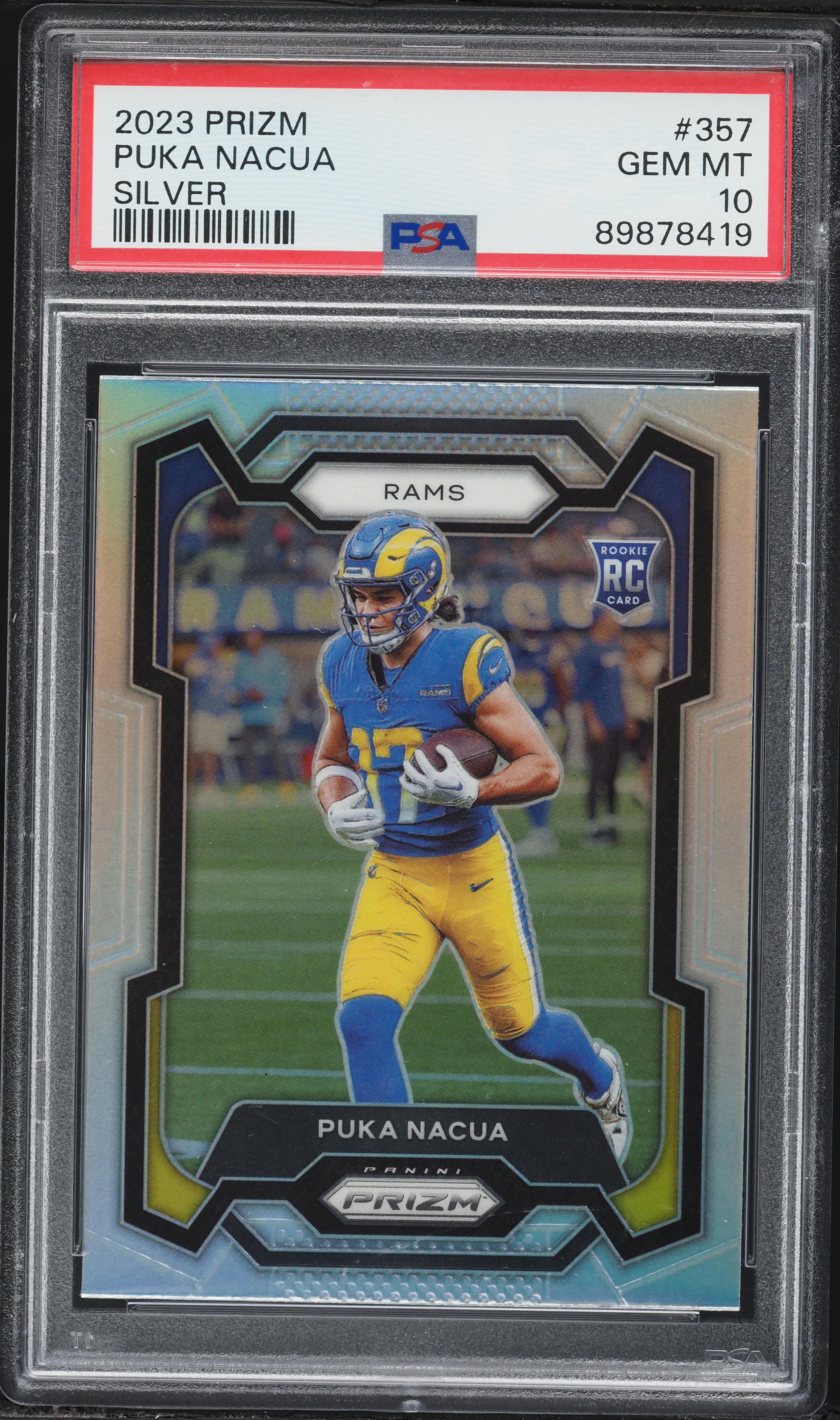 2023 Panini Prizm Silver Puka Nacua ROOKIE #357 PSA 10 GEM MINT on