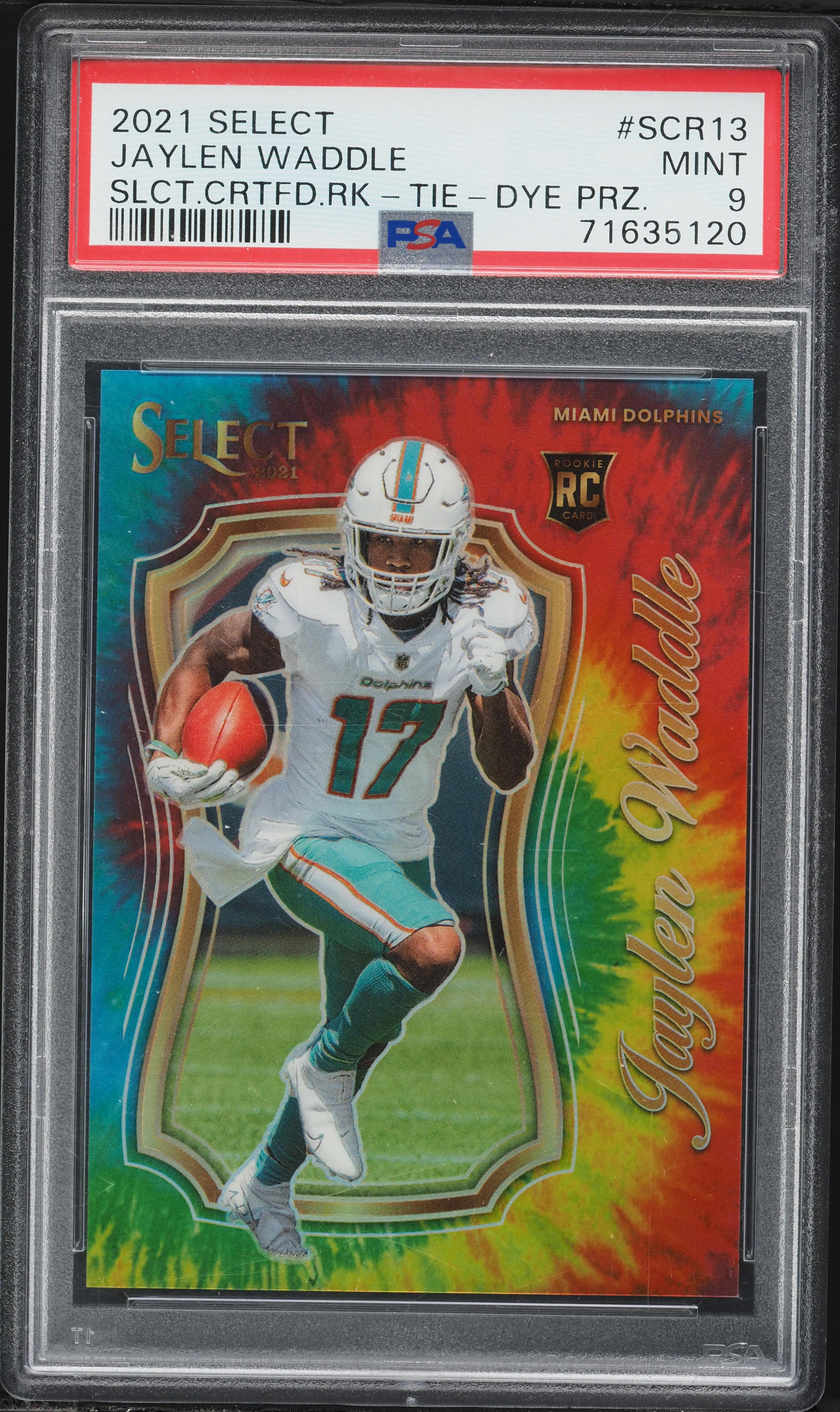 2021 Select Certified Tie-Dye Prizm Jaylen Waddle ROOKIE /25